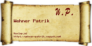 Wehner Patrik névjegykártya
